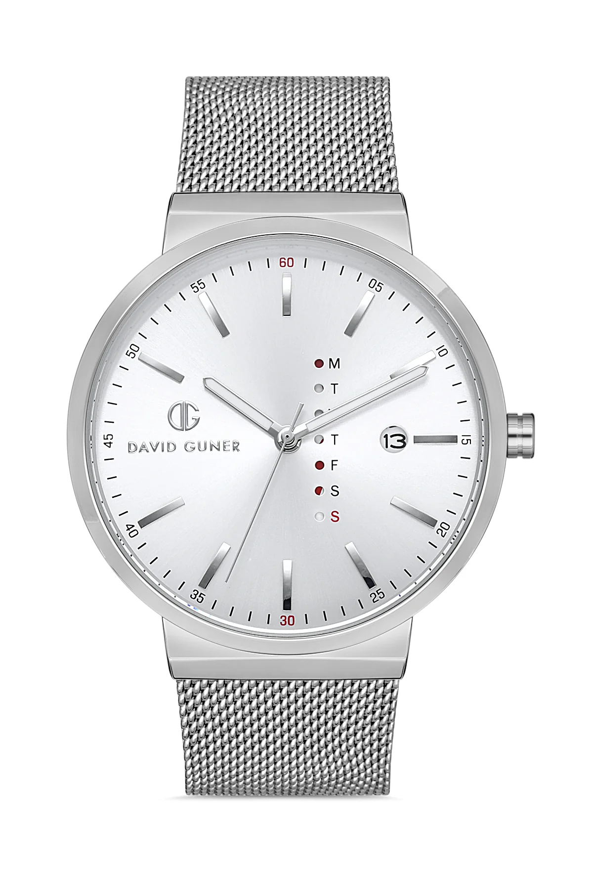 DAVID GUNER Erkek Kol Saati Gümüş Kadran Gümüş Kasa DG-8240GC-A1