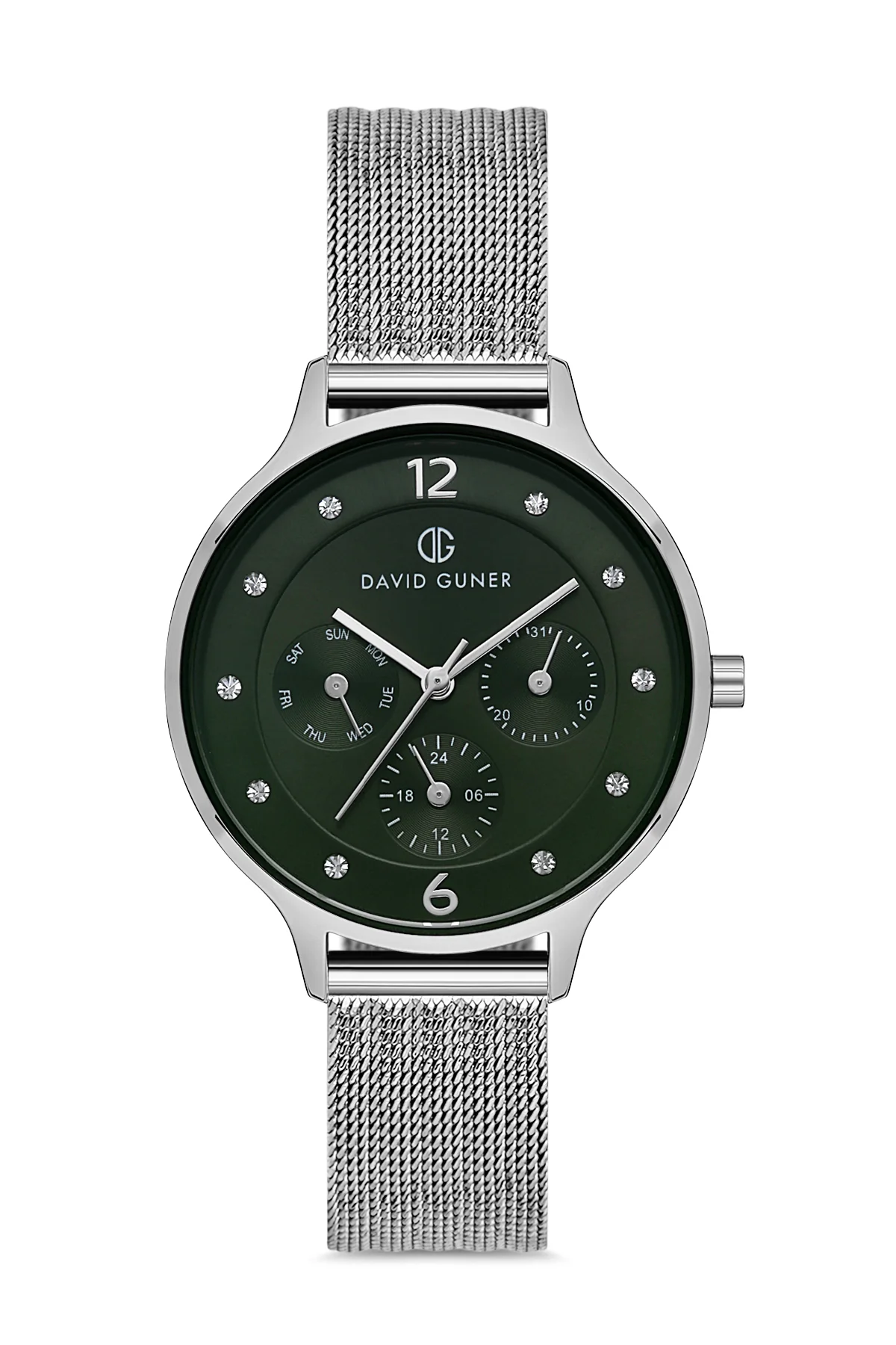 DAVID GUNER Kadın Kol Saati Yeşil Kadran Gümüş Kasa DG-8120LC-A10