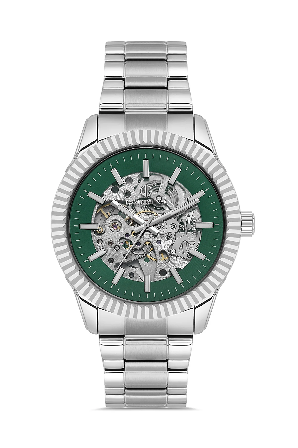 DAVID GUNER Erkek Kol Saati Yeşil Kadran Gümüş Kasa DG-8853GA-A10