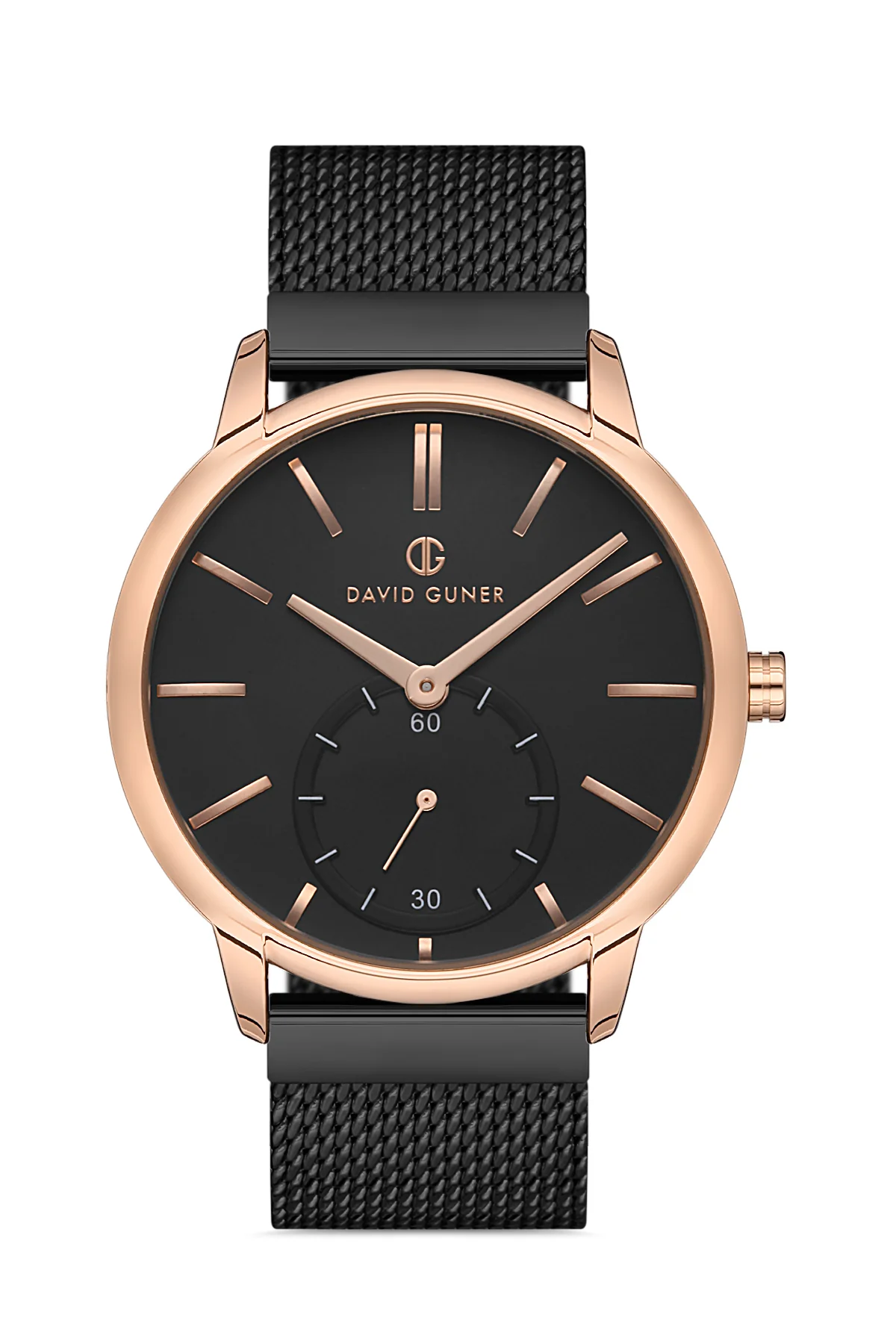 DAVID GUNER Erkek Kol Saati Siyah Kadran Rose ve Siyah Kasa DG-8238GC-R2